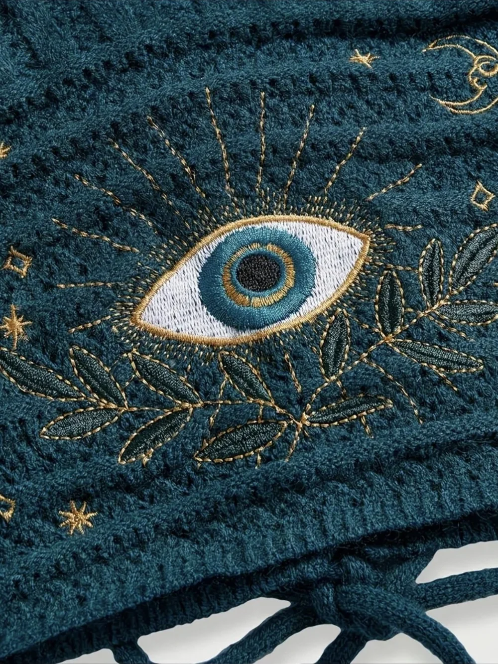 Boutique Evil Eye Crochet Halter Top | Boho Festival Teal Multiple Sizes
